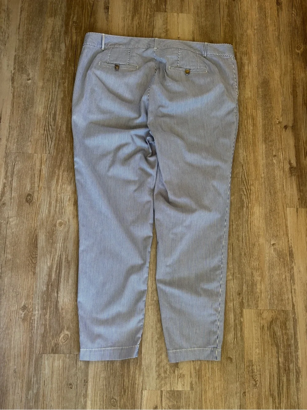 Talbots Weekend Chino Pants Blue & White Pinstripes 16W